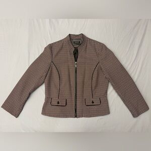 John Meyer Collection Tweed Zip Jacket- Red/Black/white
